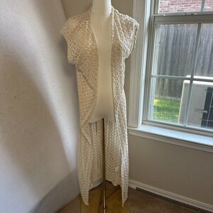 Earthbound Duster Cardigan S Crochet split back Boho Indie Festival hippie Artsy